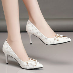 Geometric Pattern Stiletto Heels Point Toe Dress Pumps Women's Heels