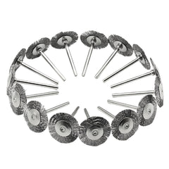 15pcs T Shaped Stainless Steel Wire Brushes with 1 8'' Mandrel