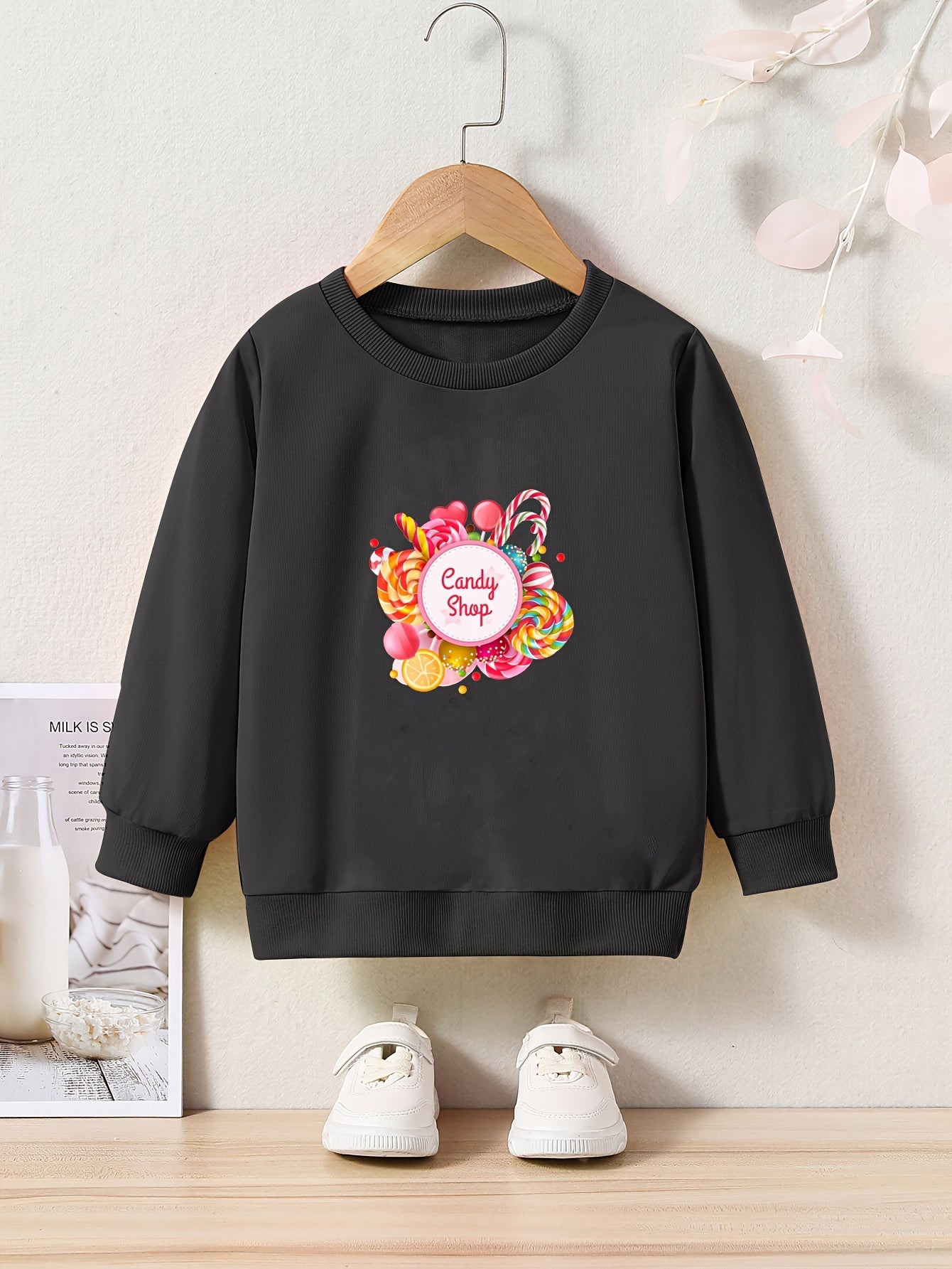 Girls Candy Shop Print Sweatshirt Long Sleeve Top
