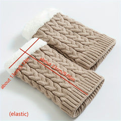 Winter Braided Knitting Leg Warmer Fleece lined Crochet Boot Cuff Covers