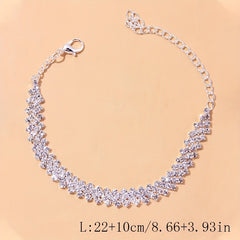 Rhinestone Beaded Tennis Chain Anklet Elastic Beach Ankle Bracelet