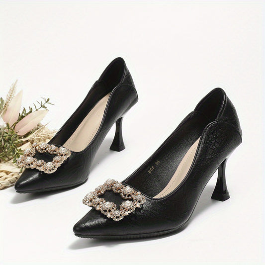 Women's Rhinestone Stiletto Heels Slip On High Heels