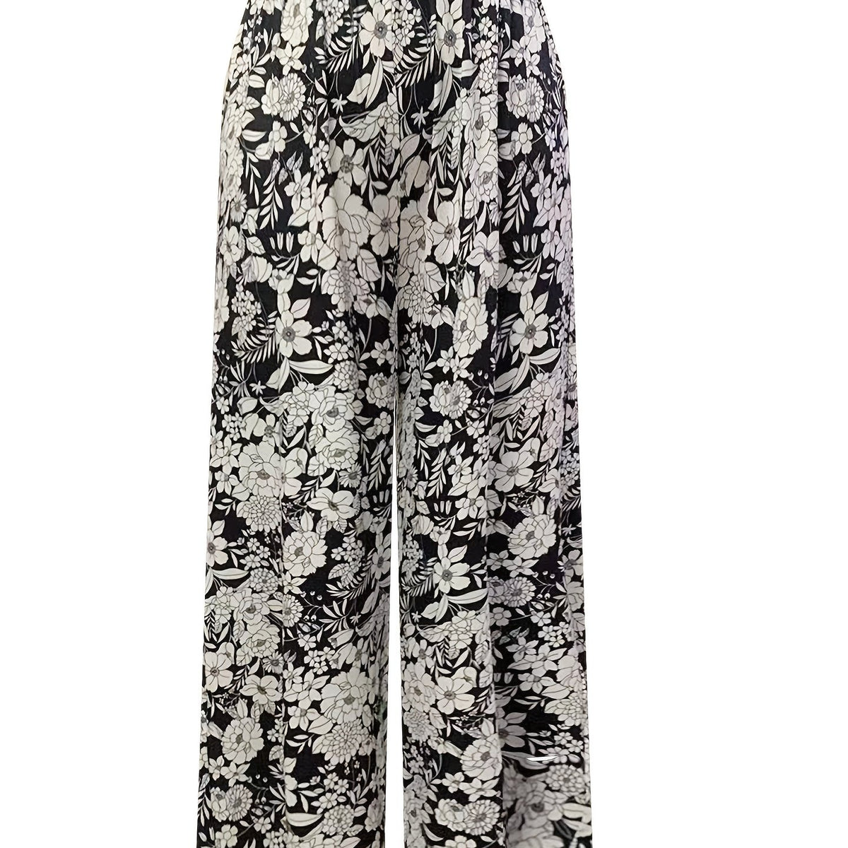  Boho Pants Women's Plus Allover Floral Print Wide Leg Trousers