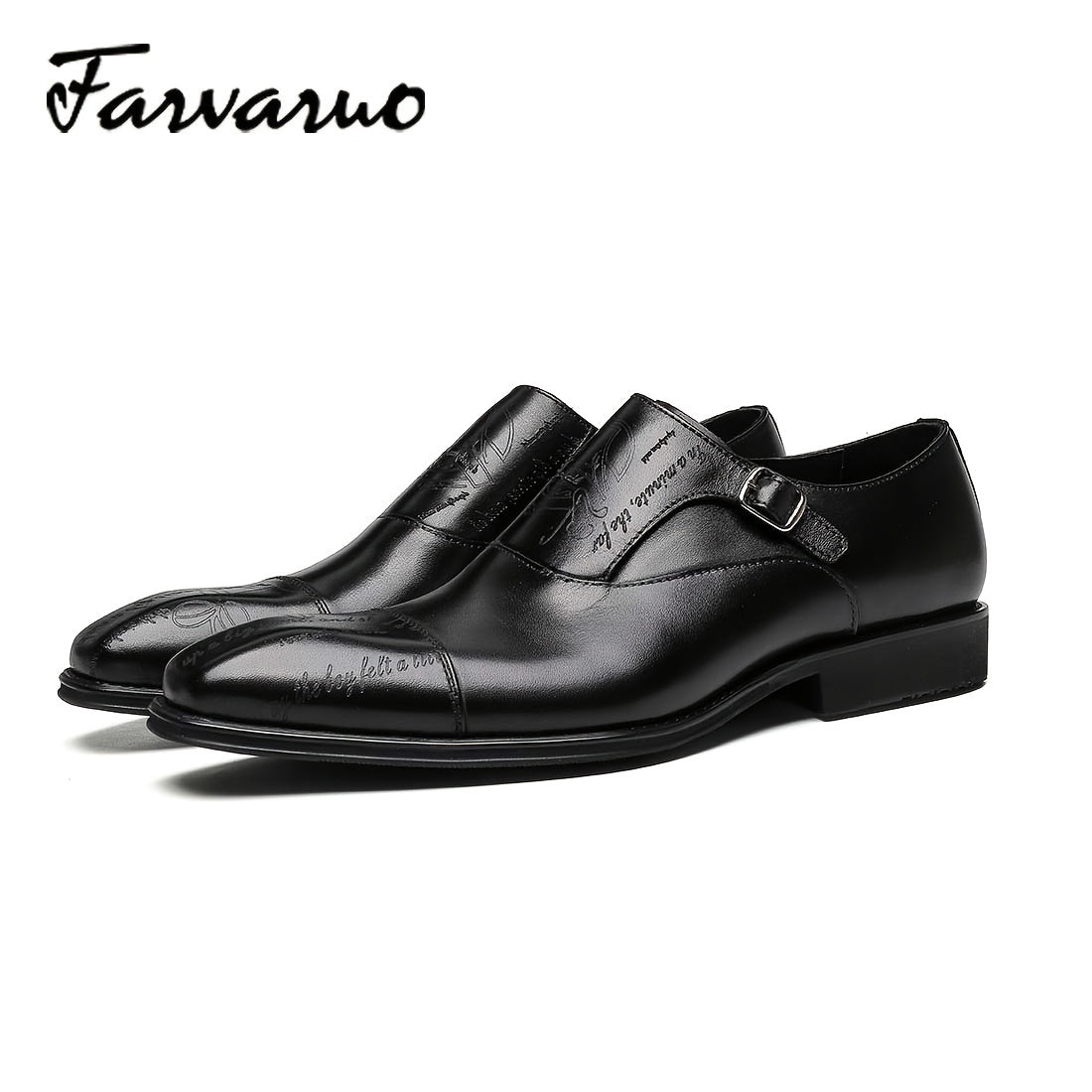 FARWARWO Leather Monk Strap Dress Shoes for Wedding Office