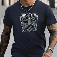 Men's Skeleton Pattern Shirt Casual Short Sleeve Tee Top