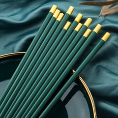 5 Pairs Fiberglass Non Slip Chopsticks Dark Green