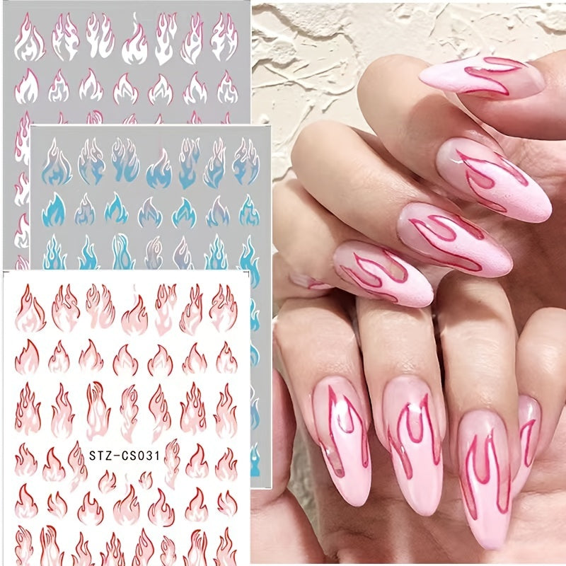 3D Holographic Flame Nail Art Stickers for DIY Nail Decoration