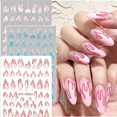 3D Holographic Flame Nail Art Stickers for DIY Nail Decoration
