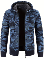Camouflage Hooded Jacket Men's Zipper Pockets Sweatshirt