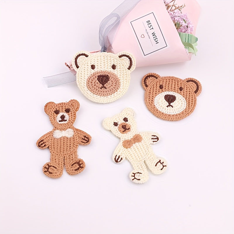 10pcs Colorful Bear Head Embroidery Patch DIY Clothing Accessories