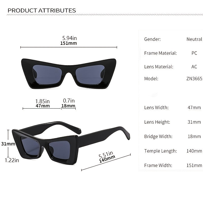 Cat Eye Wide Temple Sunglasses Triangle Glasses Concave Hip Hop Sunglasses