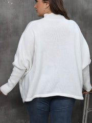  Casual Solid Bat Sleeve Round Neck Sweater