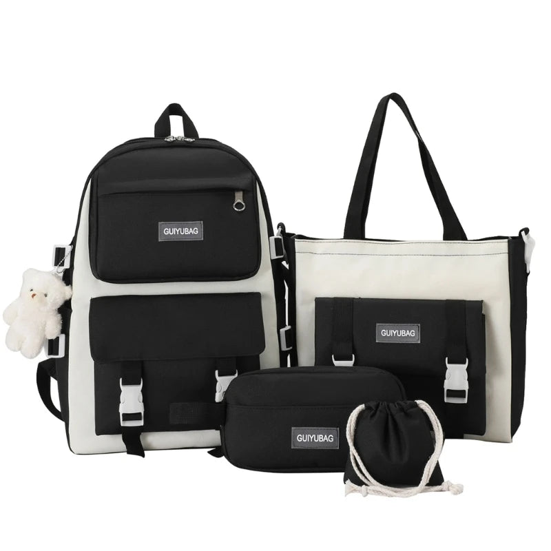 4pcs Backpack Handbag Pencil Case Drawstring Bag Set for Girls