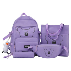4pcs Bear Backpack Handbag Pencil Case Waist Bag Set for Girls