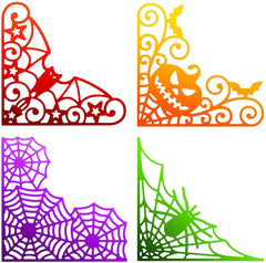 4pcs Halloween Lace Corner Cutting Dies for DIY Scrapbook Cards Making