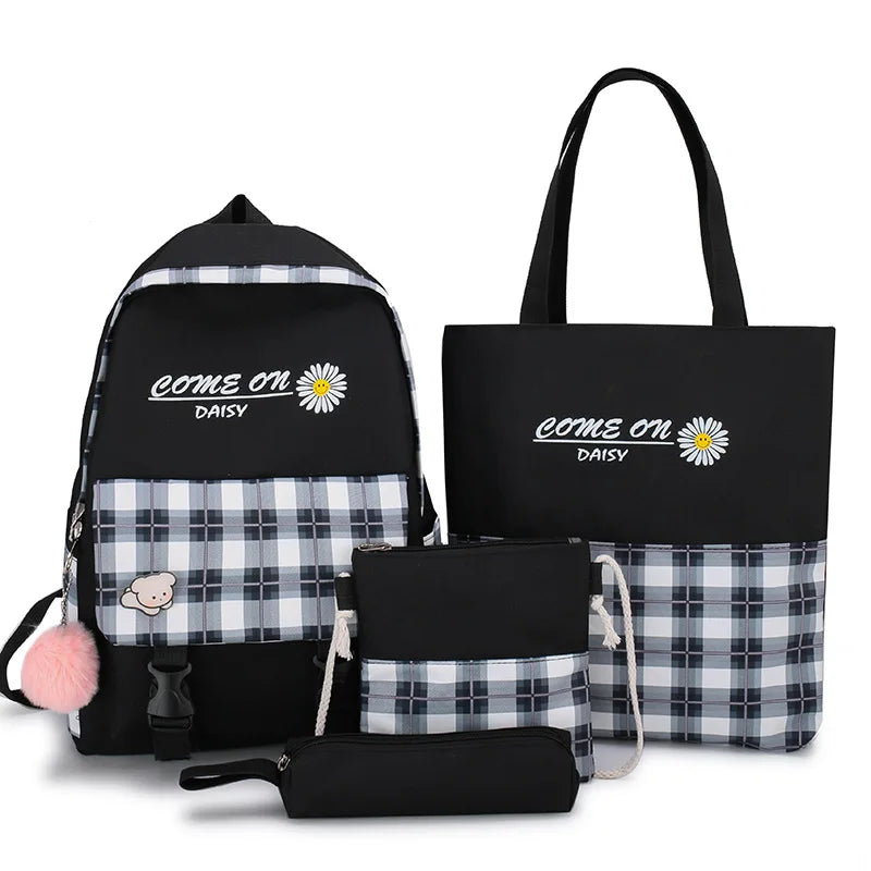 Daisy Print Women Backpack School Bags For Teenage Girls