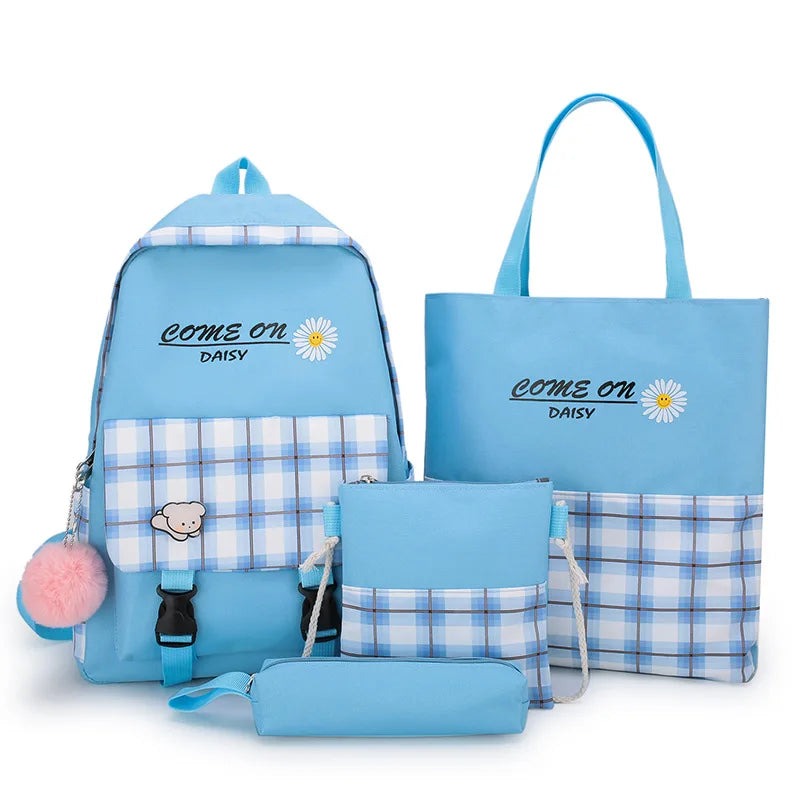 Daisy Print Women Backpack School Bags For Teenage Girls