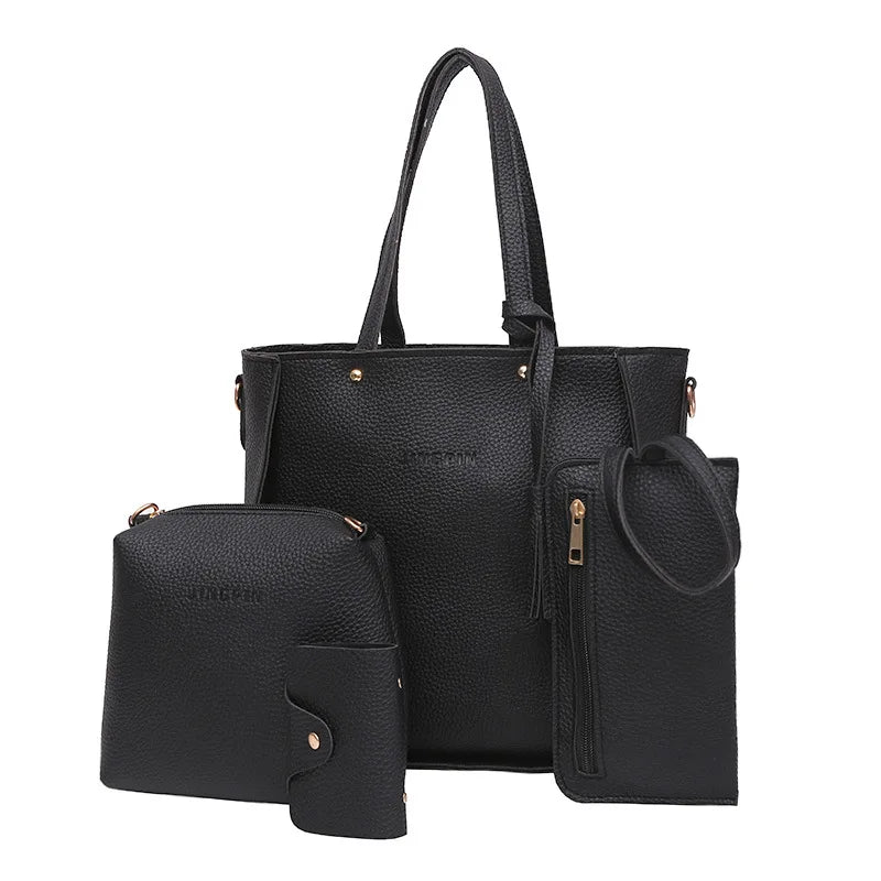 4pcs Set Tassel Crossbody Bag Wallet Purse for Women Lady Girl