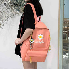 Canvas Backpack Daisy Print Rucksack Teen Girl Shoulder Bag Mochila Vintage Bags