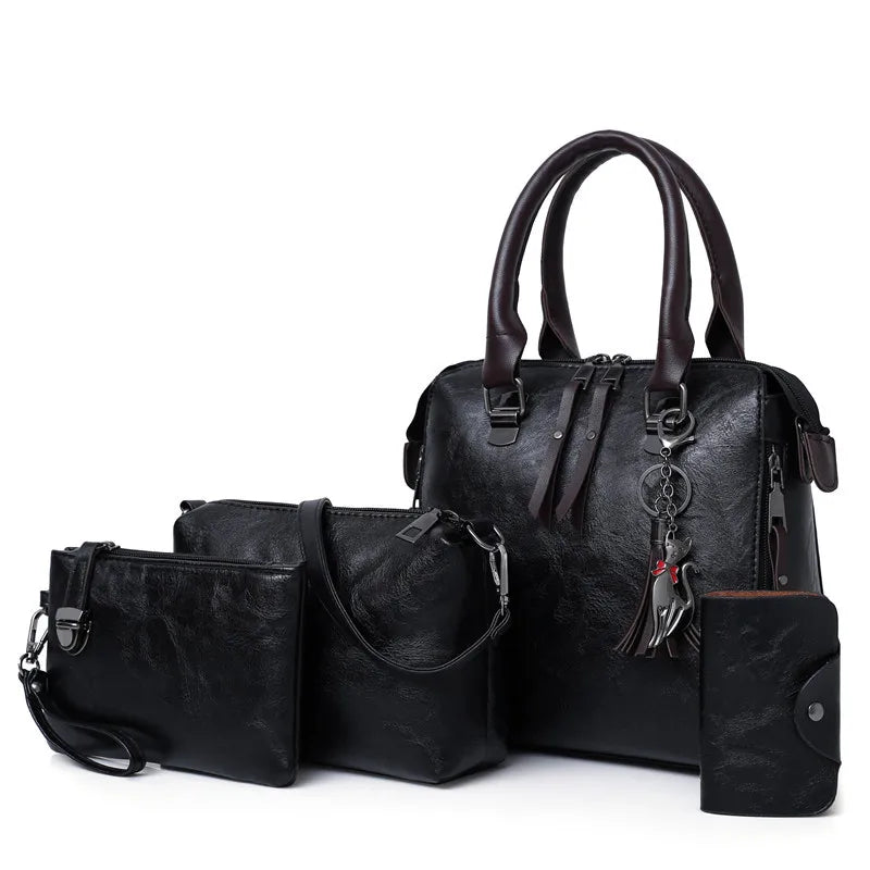 4pcs/Set Women Composite Bag Ladies Handbags Female PU Leather Shoulder M