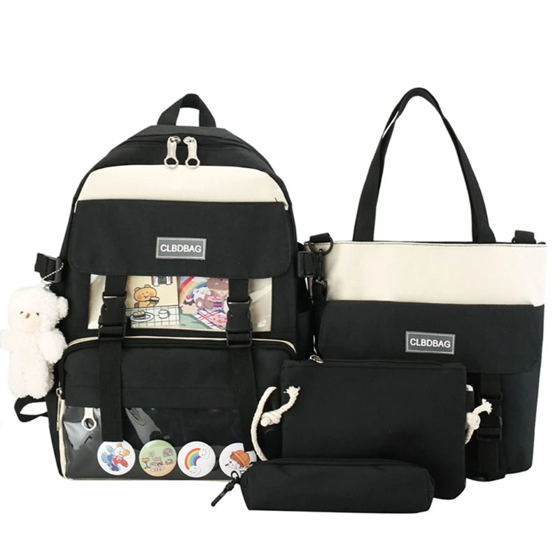 Canvas School Bag for Teenagers Girls Student Women Travel Backpacks