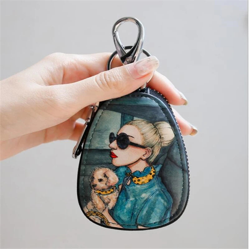 Colorful PU Leather Key Wallets Car Key Holder Case & Keychain Pouch