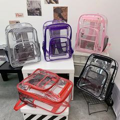 Waterproof Clear PVC Backpack School Bag Girls Large Capacity College Backpack