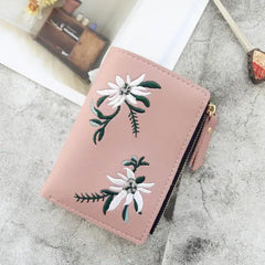 Women Wallet PU Leather Floral Pattern Mini Clutch Short Purse
