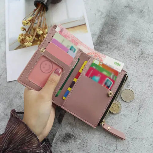 Women Wallet PU Leather Floral Pattern Mini Clutch Short Purse