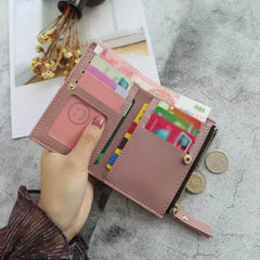 Women Wallet PU Leather Floral Pattern Mini Clutch Short Purse