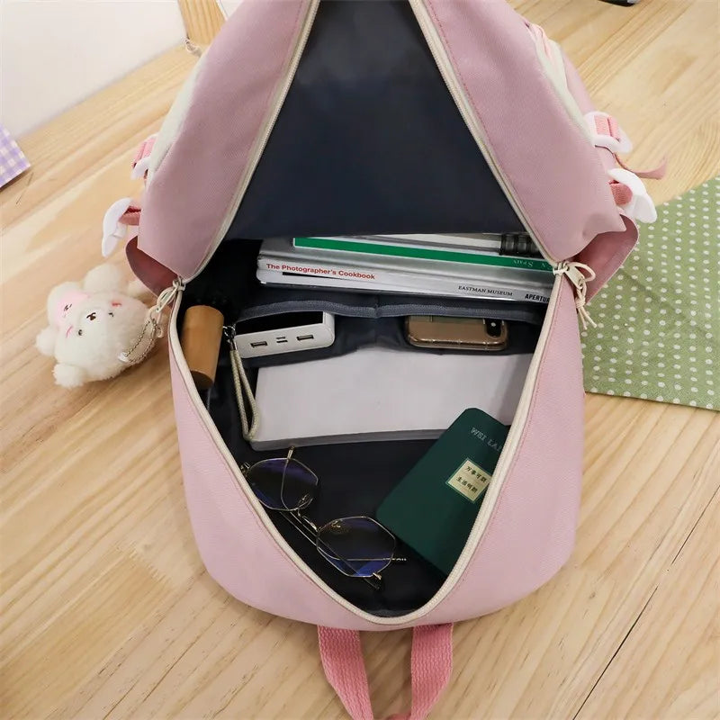 Girls Large Capacity School Bag 5-in-1 Multifunctional Book Bags