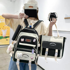 Girls Large Capacity School Bag 5-in-1 Multifunctional Book Bags