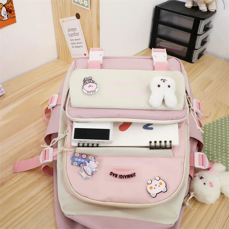 Girls Large Capacity School Bag 5-in-1 Multifunctional Book Bags