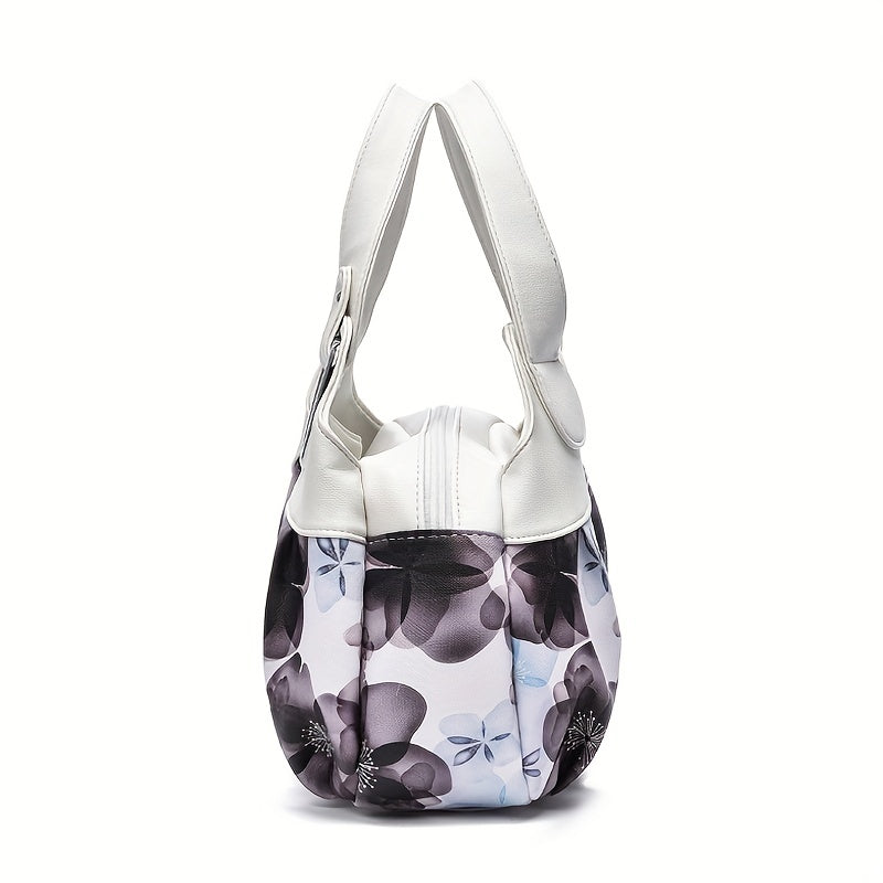 Floral Print Satchel Purse for Women - Faux Leather Work Bag