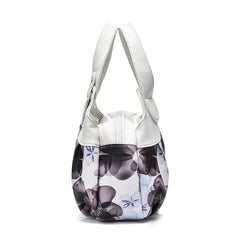 Floral Print Satchel Purse for Women - Faux Leather Work Bag