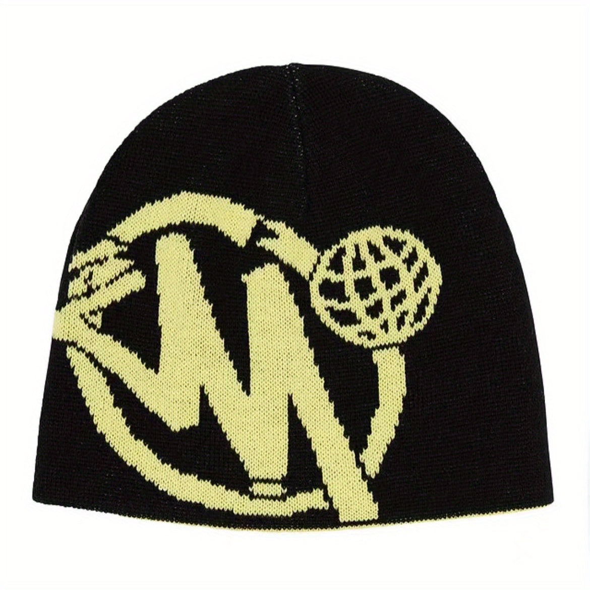 Y2K Jacquard Beanie Hip Hop Elastic Knit Hat Unisex Warm Skull Hat