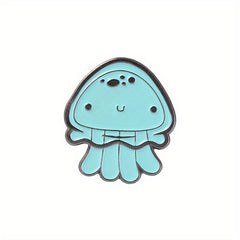 Enamel Marine Life Brooch Set Shark Jellyfish Seahorse Pins