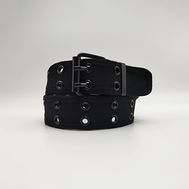 Men's Heavy Duty Web Belt Solid Color Hole Buckle Waist Strap