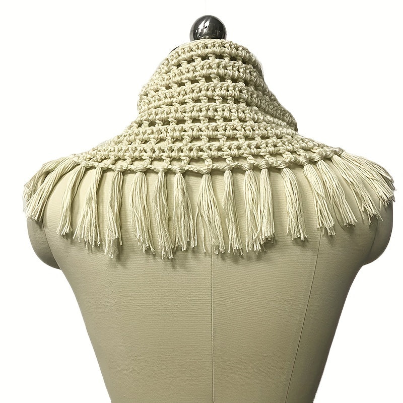Vintage Tassel Infinity Scarf Crochet Warm Neck Scarf