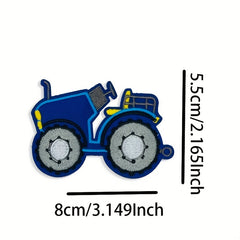 9pcs Construction Vehicle Patch Stickers Excavator Mixer Crane Bulldo