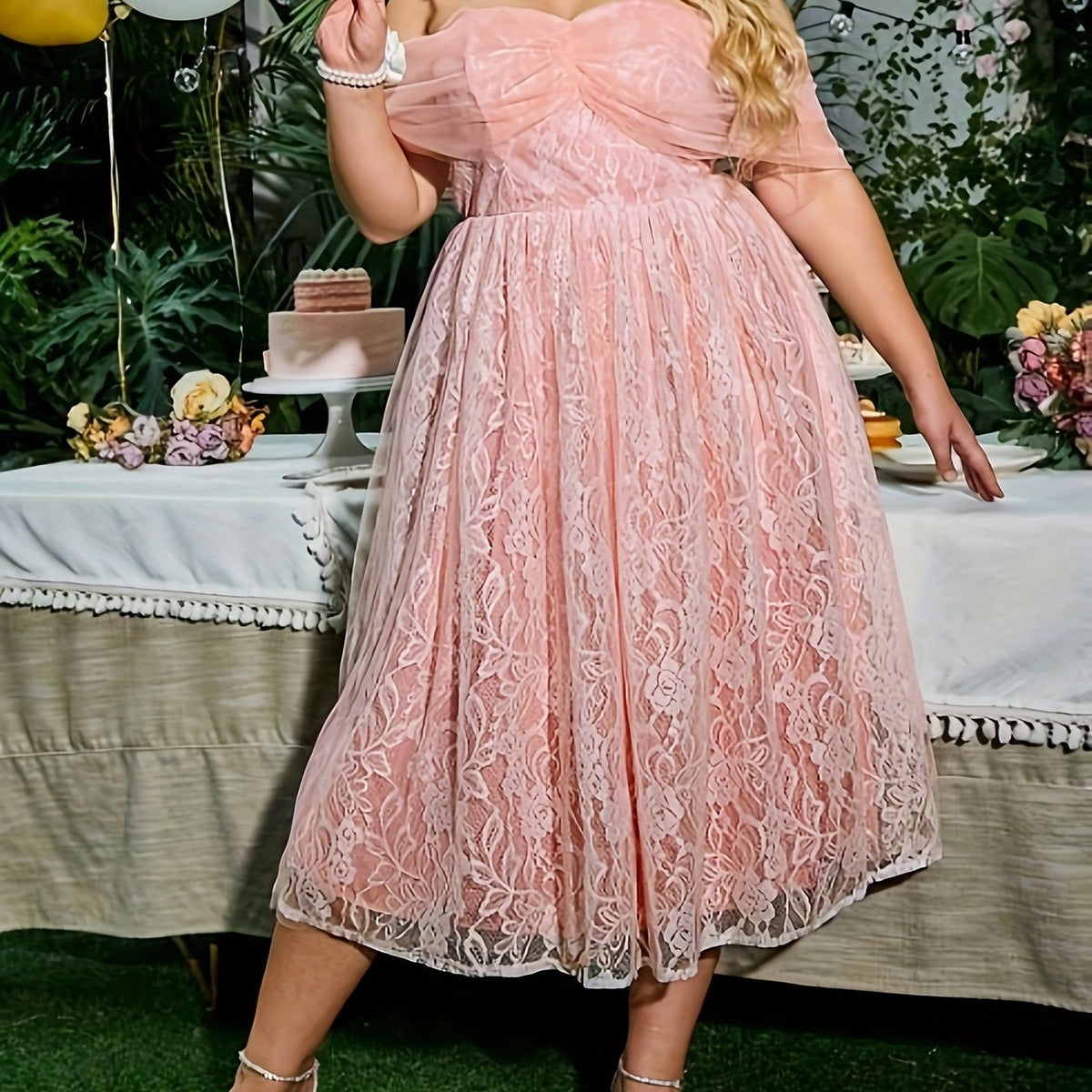  Lace Off Shoulder Bridesmaid Dress