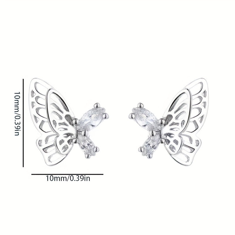 Butterfly Stud Earrings Double Layer Daily Accessories