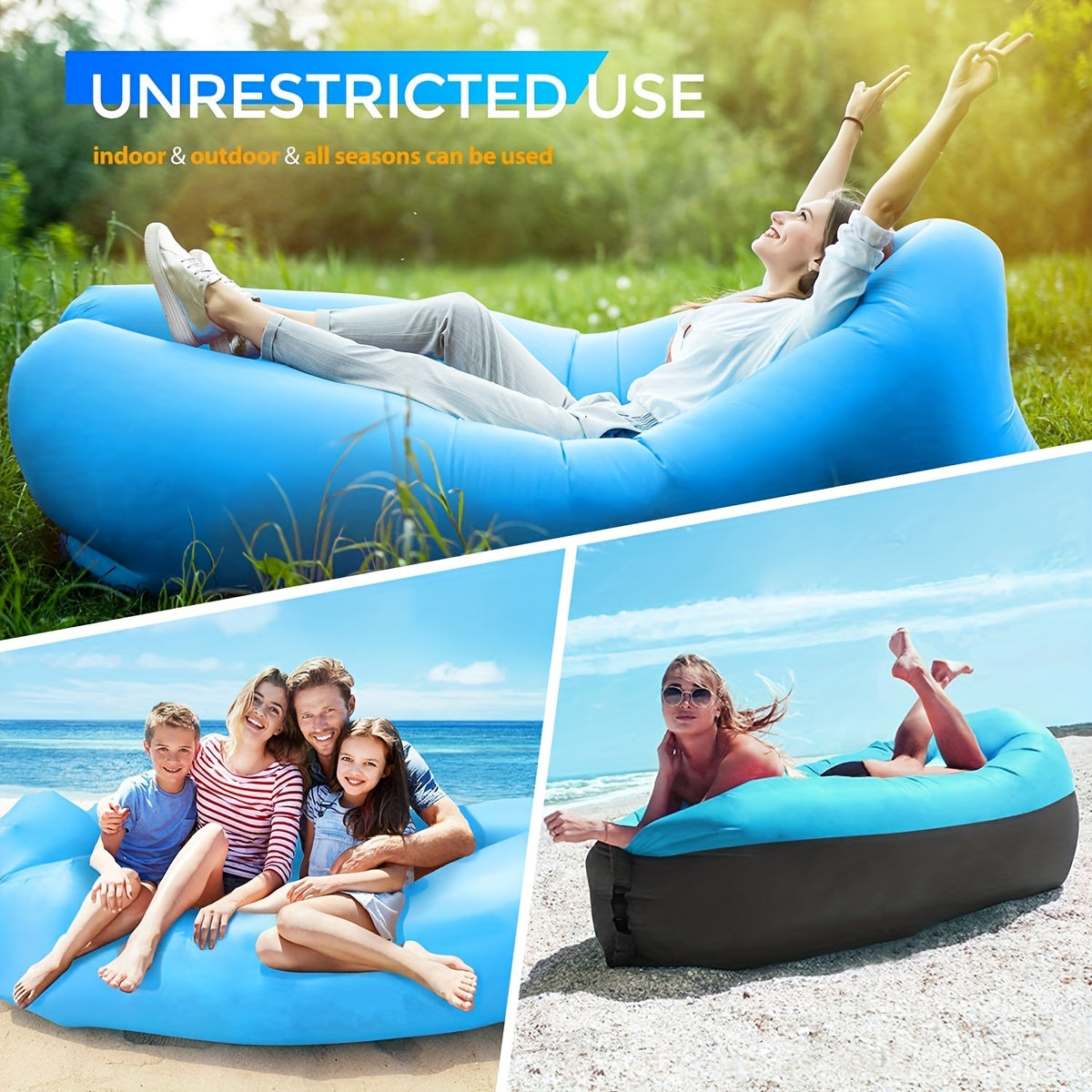 Inflatable Lounger Air Sofa Hammock Portable Waterproof Leakproof
