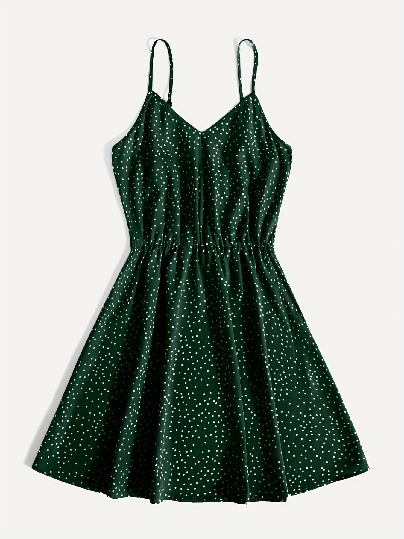 Polka Dot Spaghetti Strap Dress Casual V neck Backless Cami Dress