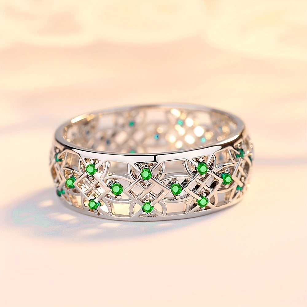 Princess Full Zircon Ring Wedding Bride Engagement Band Charm Women's Ring