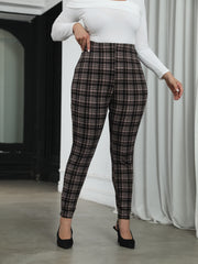  Plaid Print High Rise Skinny Trousers