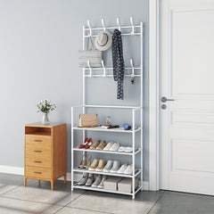 Standing Floor Coat Rack Shoes Rack Storage Garment Rack Entryway Carbon Steel
