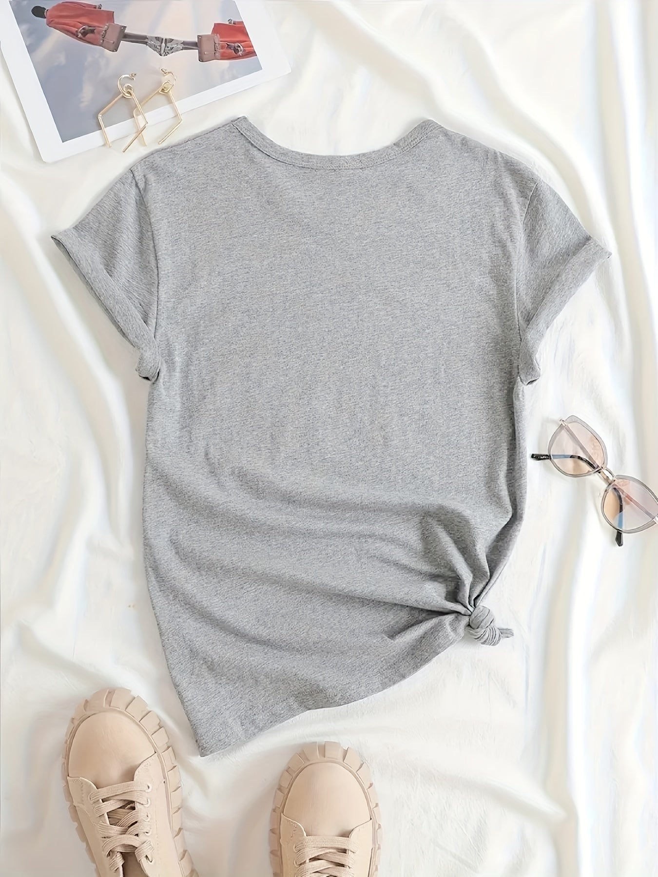 Sports Short Sleeve T-shirt Letter Print Casual Slim Tops For Women