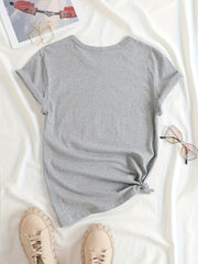 Sports Short Sleeve T-shirt Letter Print Casual Slim Tops For Women