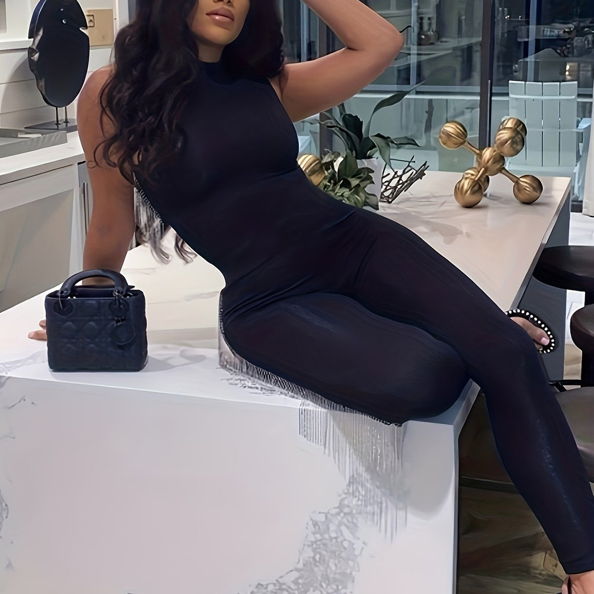 Women's Round Neck Sleeveless Yoga Jumpsuit